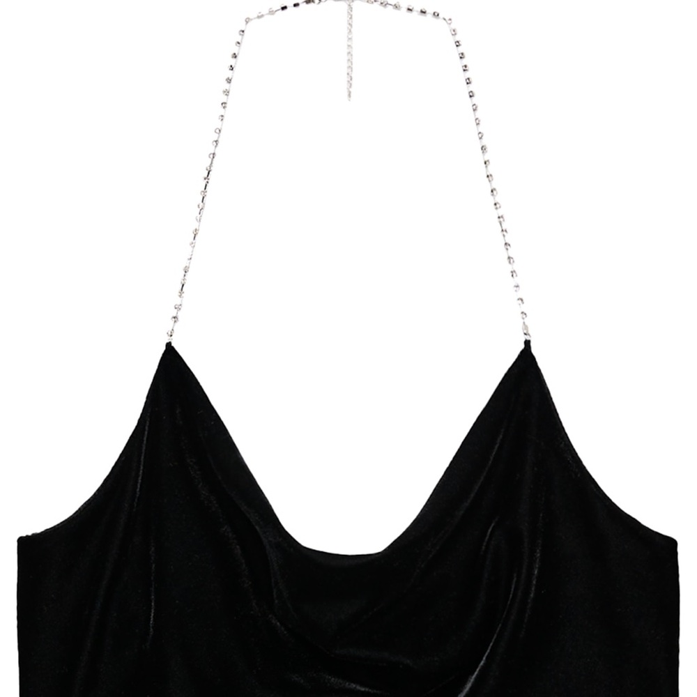 Zara - Jewel Strap Velvet Top